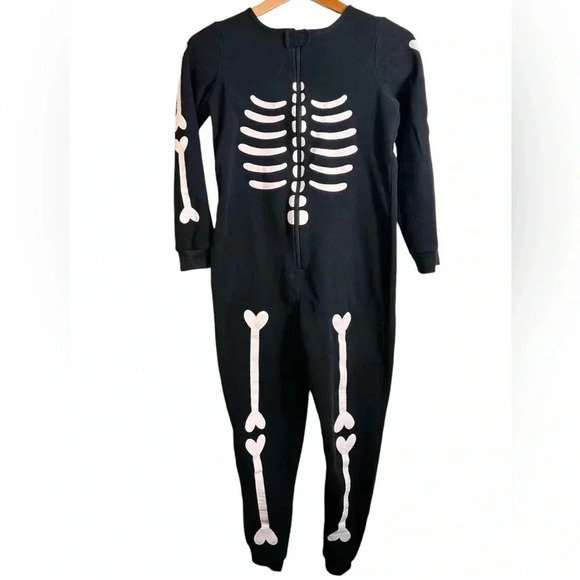 Kids black skeleton onesie pyjamas, size 10-12,  Cozy Fun Comfy - Picture 1 of 8